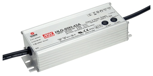 Convertisseur Mean Well - 60W max. - input 90-305V - output 24Vc - IP65 - non-dimmable - 171x61.5x36.8mm - CM6024OF